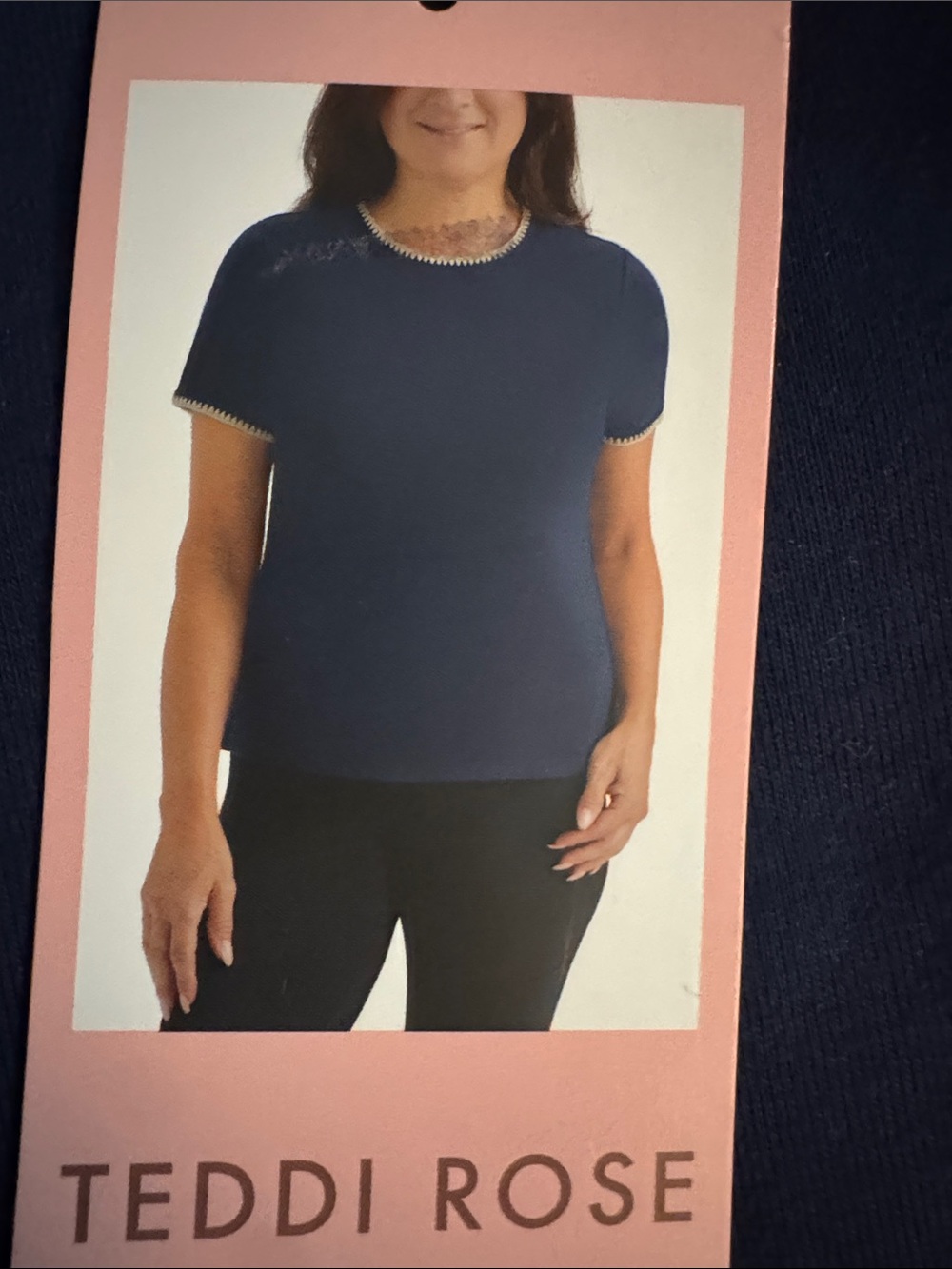 Teddi Rose Navy Short Sleeve Tee with Contrast Trim